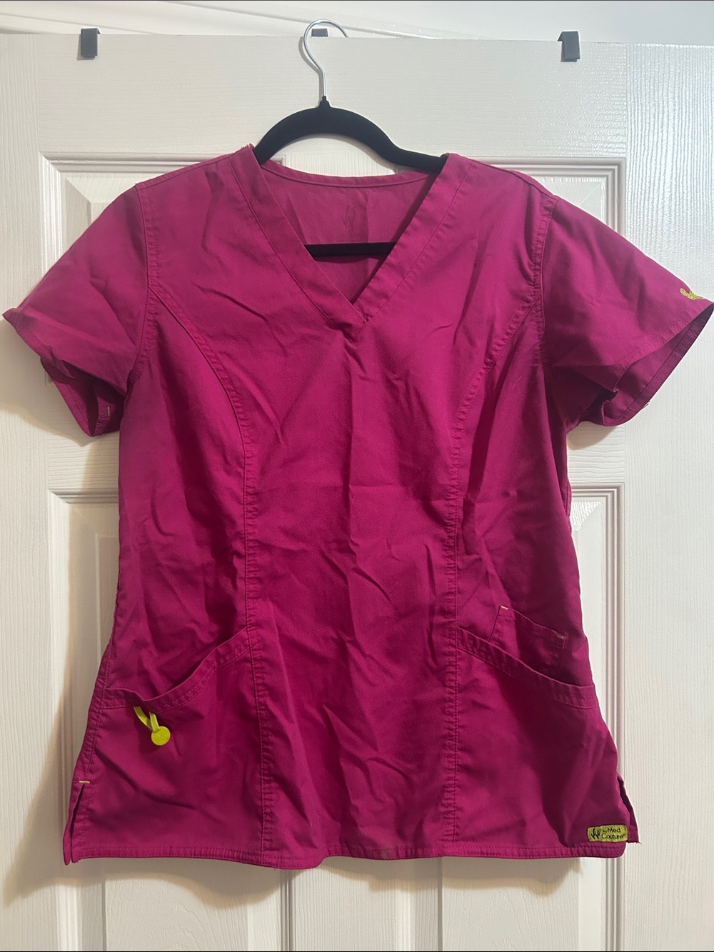 Med Couture Bright Fuchsia V-Neck Scrub Top